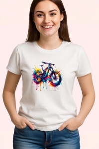 Tricou Bicicleta graffiti in stropi de vopsea fundal alb Copii | Dama | Barbat
