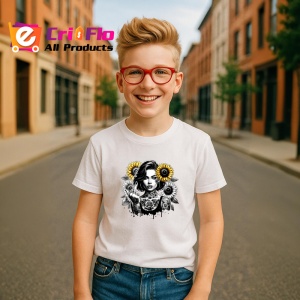 Tricou black white woman tattoo flower, femeie alb negru tatuata cu floare, Copii | Dama | Barbat - Img 7