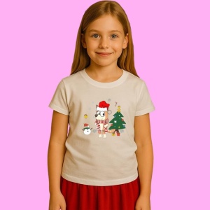 Tricou Bluey Craciun Langa Brad Si Om De Zapada, din bumbac 100%, tricou alb, Copii | Dama | Barbat - Img 2