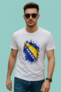 Tricou Bosnia And Herzegovina Steag Splash Art, Copii | Dama | Barbat - Img 2