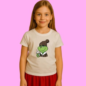 Tricou Bougie Grinch Lv Starbucks Coffee, din bumbac 100%, tricou alb, Copii | Dama | Barbat - Img 2