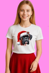 Tricou Boxer Craciun Cu Expresie Serioasa, din bumbac 100%, tricou alb, Copii | Dama | Barbat - Img 3