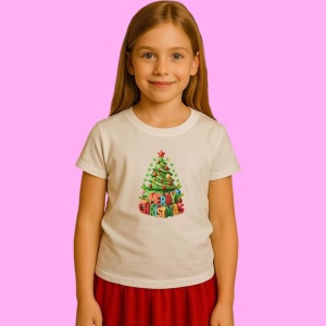 Tricou Brad Simplu Cu Text Merry Christmas, din bumbac 100%, tricou alb, Copii | Dama | Barbat - Img 2
