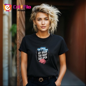 Tricou Brain Too Many Tabs Open Creier, Copii | Dama | Barbat, culoare negru - Img 12