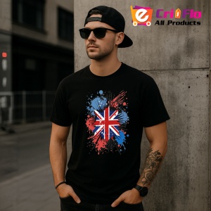 Tricou Britain Steag Splash Art, Copii | Dama | Barbat, culoare negru - Img 7