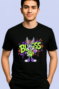 Tricou Bugs Bunny graffiti verde cu litere curgatoare Copii | Dama | Barbat, negru - Img 2