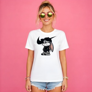 Tricou Bugs Bunny Hanorac Negru Stil Urban Rebel Street Art, din bumbac 100% Copii | Dama | Barbat - Img 3