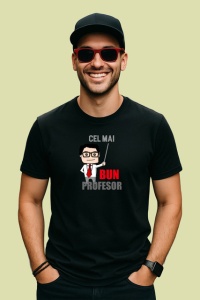 Tricou Bun Profesor Barbat Cu Ochelari Cadou, din bumbac 100%, tricou negru Barbat - Img 2