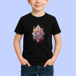 Tricou Busola Vintage Stil Sacred Geometry, Copii | Dama | Barbat, culoare negru - Img 3