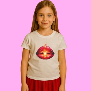 Tricou Buze Ardere Lumina Calda Craciun, din bumbac 100%, tricou alb, Copii | Dama | Barbat - Img 2