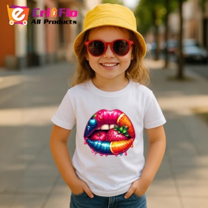 Tricou Buze bordo cu trandafir rosu, Lip gloss, Copii | Dama - Img 10