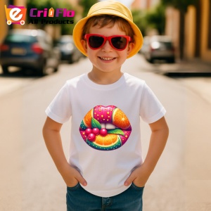Tricou Buze crem cu trandafiri roz delicati, Lip gloss, Copii | Dama - Img 15