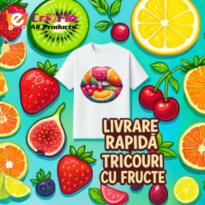 Tricou Buze femeie cu efect metalic si trandafir roz, Lip gloss, Copii | Dama - Img 12