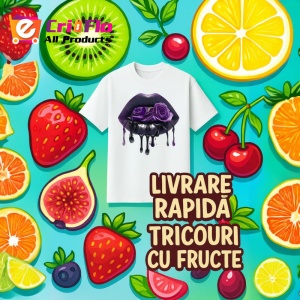 Tricou Buze femeie violet cu trandafiri roz si mov, Lip gloss, Copii | Dama - Img 7