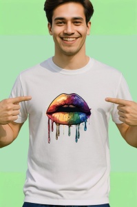 Tricou Buze inflacarate cu scurgere fundal alb Copii | Dama | Barbat - Img 2