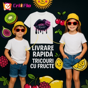 Tricou Buze negre cu doi trandafiri rosii, Lip gloss, Copii | Dama - Img 13