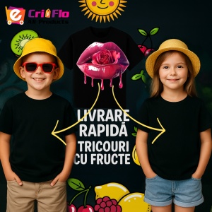 Tricou Buze roz cu trandafir si miere lichida, Lip gloss, Copii | Dama, culoare negru - Img 13