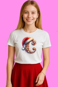 Tricou C Litere Alfabet Craciun Impodobite Cu Decoratiuni, din bumbac 100% Copii | Dama | Barbat - Img 3
