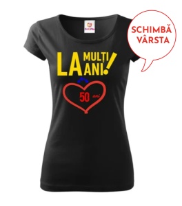Tricou Cadou Aniversare Damă - La mulți ani! XX ani