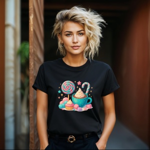 Tricou Cafea si bomboane Negru, Copii | Dama | Barbat - Img 12