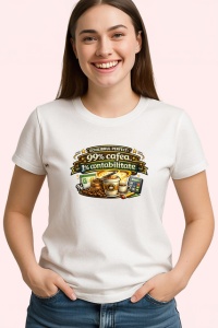 Tricou Cafea Si Contabilitate Mesaj Amuzant, din bumbac 100% , tricou alb pentru Dama | Barbat - Img 2
