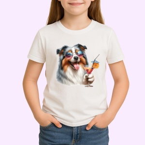 Tricou caine australian shepherd ochelari cocktail cu cirese, Copii | Dama | Barbat - Img 3