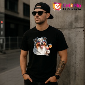 Tricou Caine australian shepherd ochelari cocktail cu cirese, Copii | Dama | Barbat , tricou negru - Img 11