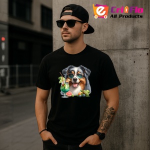 Tricou Caine australian shepherd ochelari cocktail verde fructe, Copii | Dama | Barbat , tricou negru - Img 11