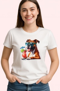Tricou caine boxer ochelari verzi limonada rosie cocktail, Copii | Dama | Barbat - Img 4