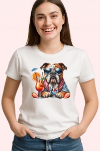 Tricou caine bulldog englez cocktail portocala pahar vara, Copii | Dama | Barbat - Img 4