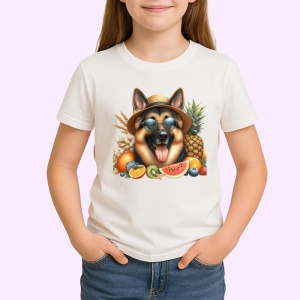 Tricou caine ciobanesc palarie fructe ochelari vara, Copii | Dama | Barbat - Img 3