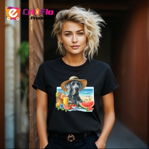 Tricou Caine dog german plaja palarie pepene cocktail, Copii | Dama | Barbat , tricou negru - Img 8