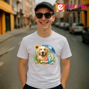 Tricou caine golden retriever umbrela fructe vara cocktail, Copii | Dama | Barbat - Img 5