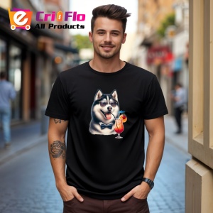 Tricou Caine husky papion cocktail tropical, Copii | Dama | Barbat , tricou negru - Img 10