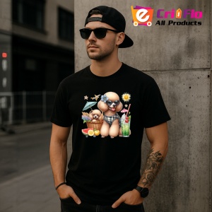 Tricou Caine pudel costum de baie cos plaja vara, Copii | Dama | Barbat , tricou negru - Img 11