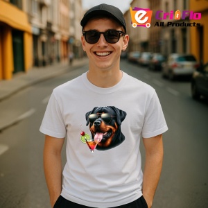 Tricou caine rottweiler ochelari cocktail rosu verde, Copii | Dama | Barbat - Img 5