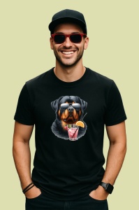 Tricou Caine rottweiler ochelari cocktail roz cu pai, Copii | Dama | Barbat , tricou negru - Img 4