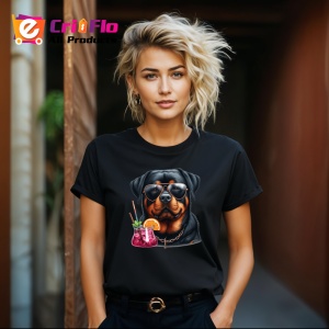 Tricou Caine rottweiler ochelari negri cocktail roz, Copii | Dama | Barbat , tricou negru - Img 8