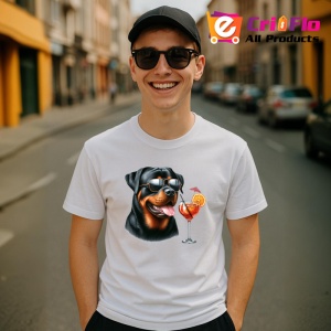 Tricou caine rottweiler vara ochelari cocktail portocala, Copii | Dama | Barbat - Img 5