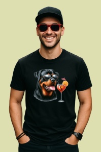 Tricou Caine rottweiler vara ochelari cocktail portocala, Copii | Dama | Barbat , tricou negru - Img 3