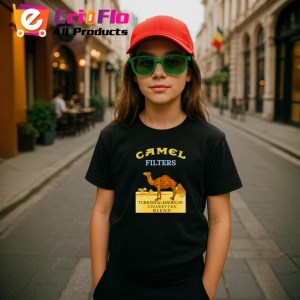 Tricou Camel filters tigari retro pe fundal negru design clasic, Copii | Dama | Barbat , tricou negru - Img 5