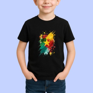 Tricou Cameroon Steag Splash Art, Copii | Dama | Barbat, culoare negru - Img 3