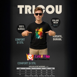 Tricou Cameroon Steag Splash Art, Copii | Dama | Barbat, culoare negru - Img 5