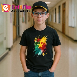 Tricou Cameroon Steag Splash Art, Copii | Dama | Barbat, culoare negru - Img 9
