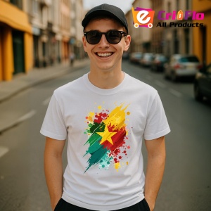 Tricou Cameroon Steag Splash Art, Copii | Dama | Barbat - Img 7