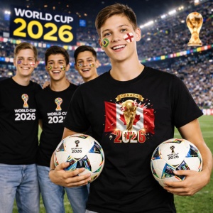 Tricou Canada World Cup 2026 Fifa V2, din bumbac 100%, tricou negru, Copii | Dama | Barbat - Img 7