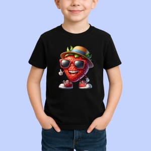 Tricou Capsuna amuzanta de vara cool, Fructe, Copii | Dama, culoare negru