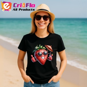 Tricou Capsuna amuzanta de vara cool summer, Fructe, Copii | Dama, culoare negru - Img 11