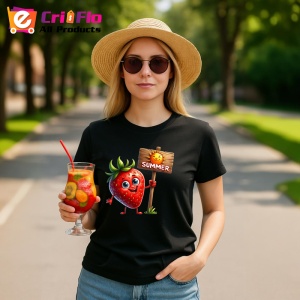 Tricou Capsuna amuzanta de vara summer, Fructe, Copii | Dama, culoare negru - Img 9