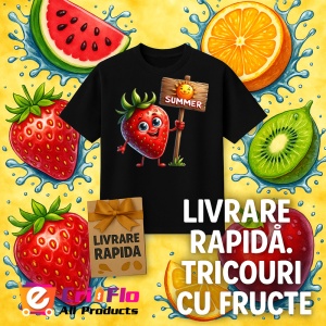 Tricou Capsuna amuzanta de vara summer, Fructe, Copii | Dama, culoare negru - Img 12